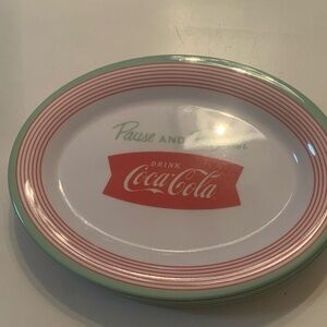 Coca-Cola Oval Plate with Red and Green Design